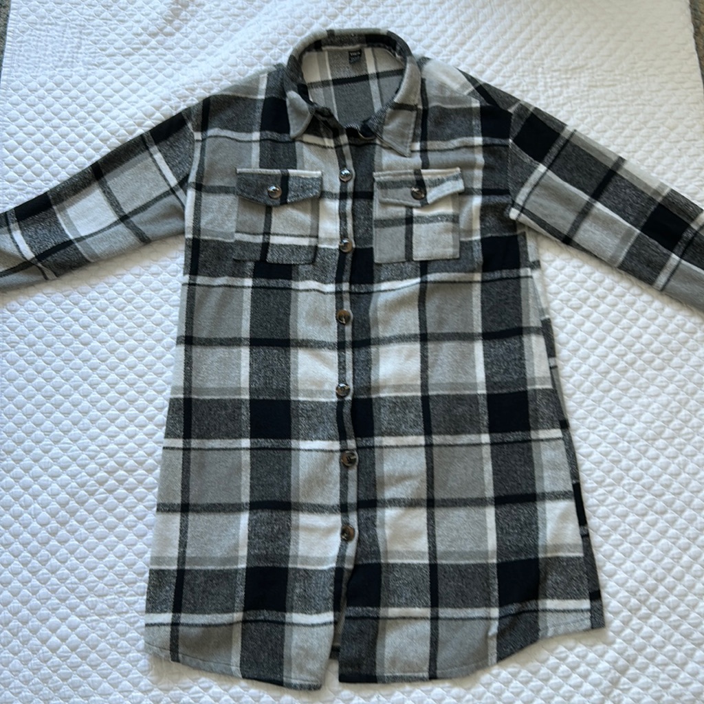 Long Plaid Button Down